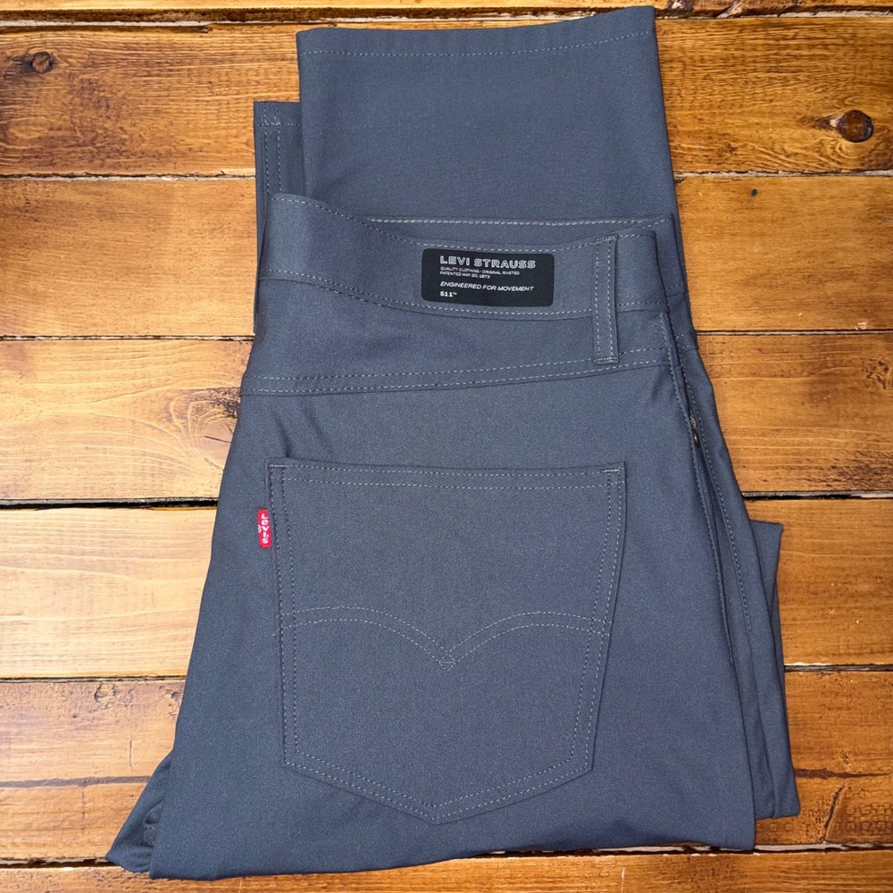 Levis 511 Slim Fit Pants Mens 36x30 Grey Performance Tech Stretch 5-Pocket
